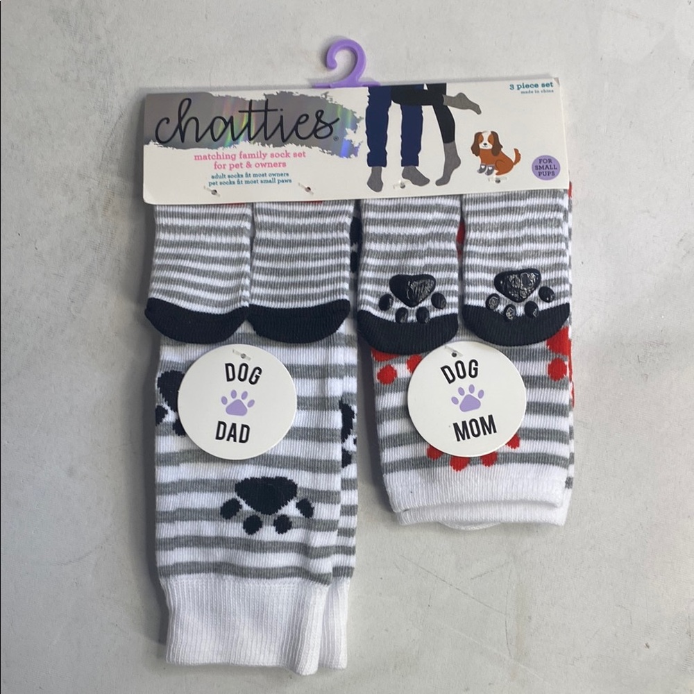 Chatties Dog Parent Socks - Black, White, Red